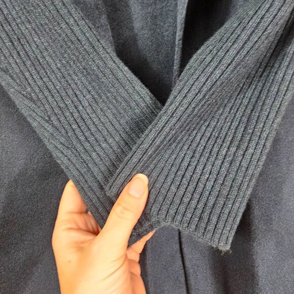 Kinross Womens Rib Sleeve Sweater Coat XL Wool & Cashmere Teal Open Front - Picture 6 of 11